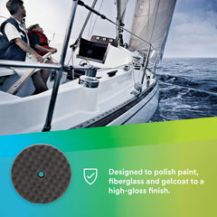 Perfect-It foam compounding pad 8in with waffle face for smooth contact on curves.