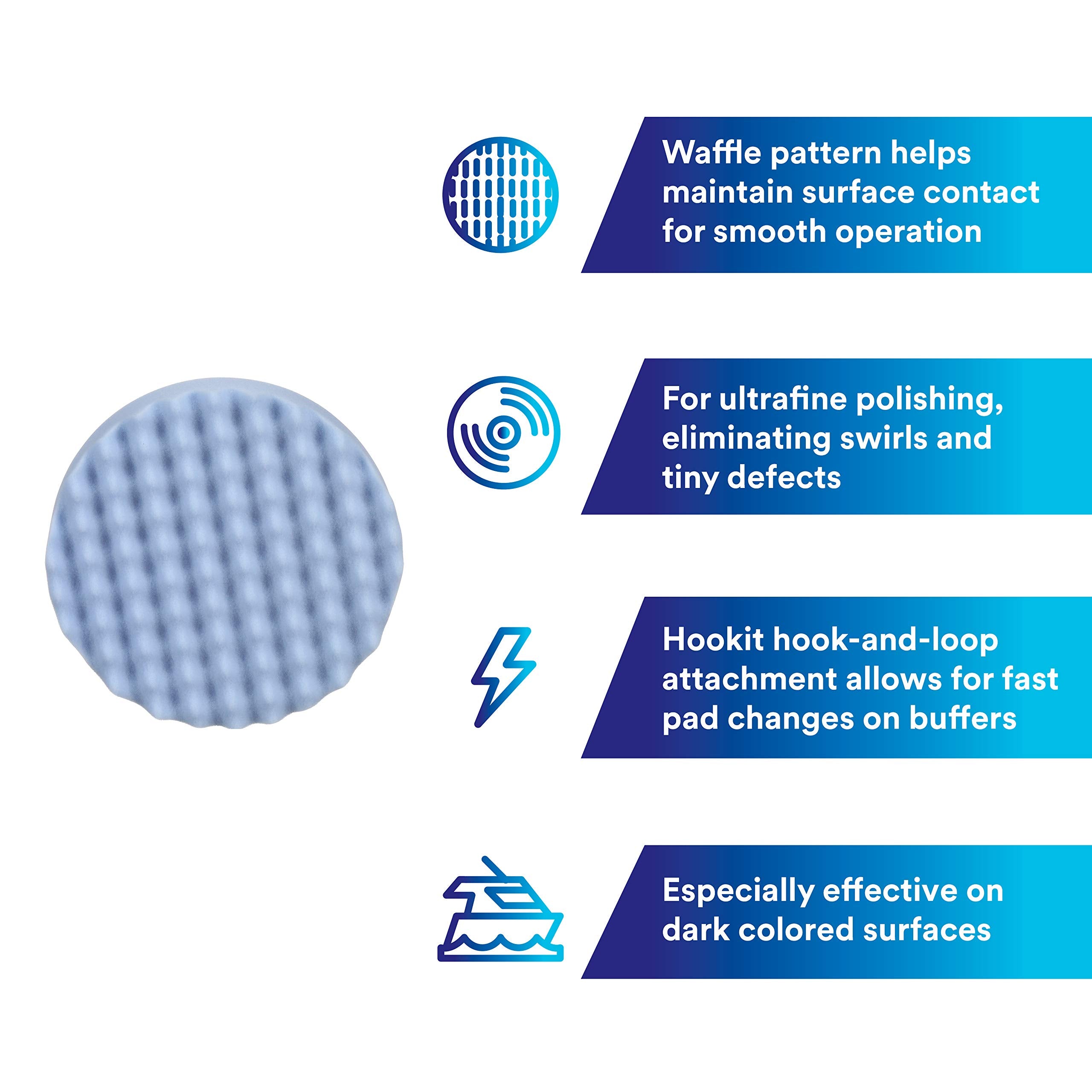 Perfect-It polishing pad inset design enables easy attachment to backing pads.