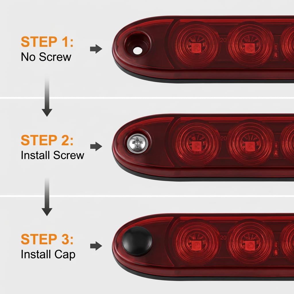 PerfecTech 11-LED red trailer light mounted on trucks and trailers.
