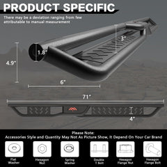 Perfit Liner black-coated side steps resist rust for durable use.
