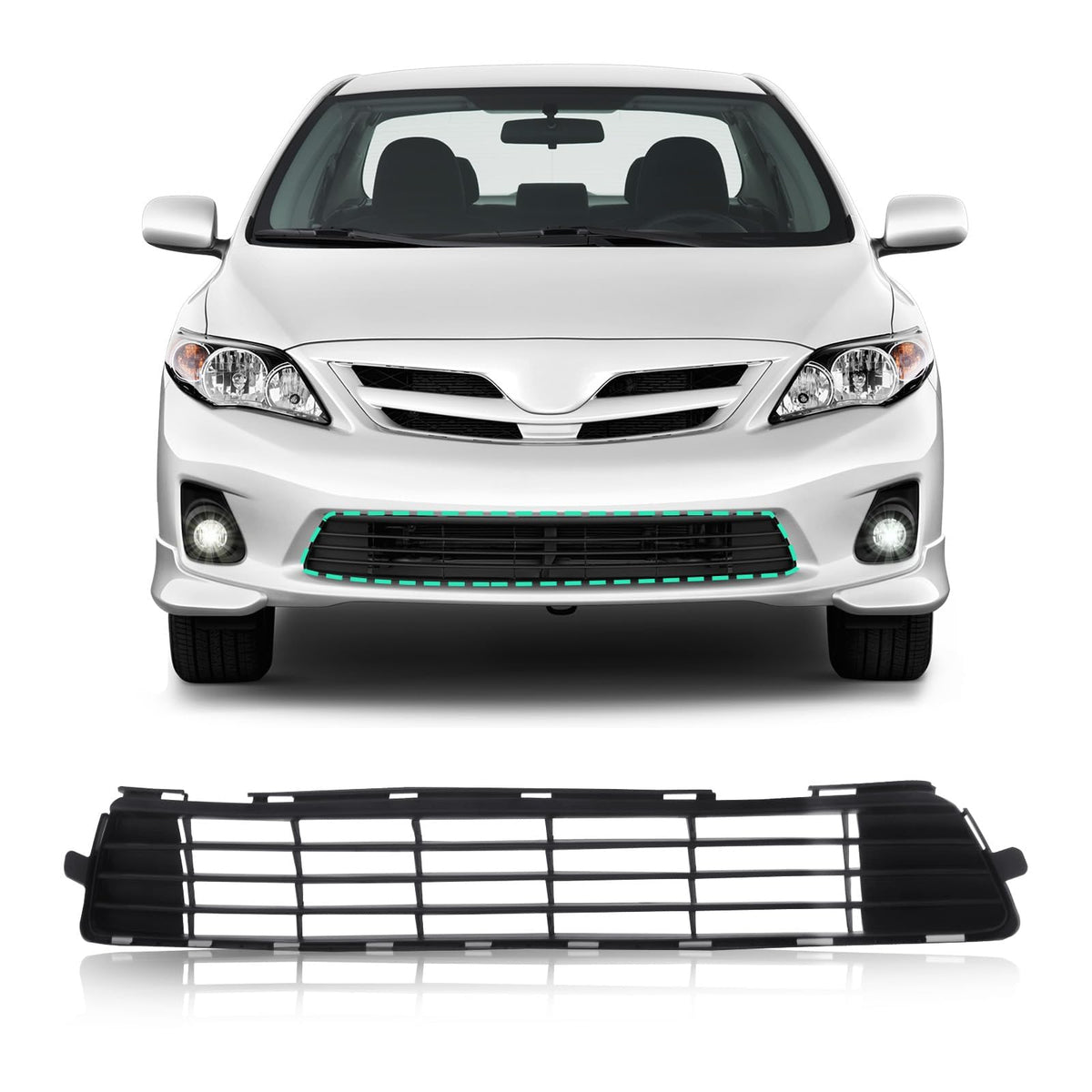 Perfit Liner front bumper lower grille for Toyota Corolla 2011-2013 with precise OEM-like fit