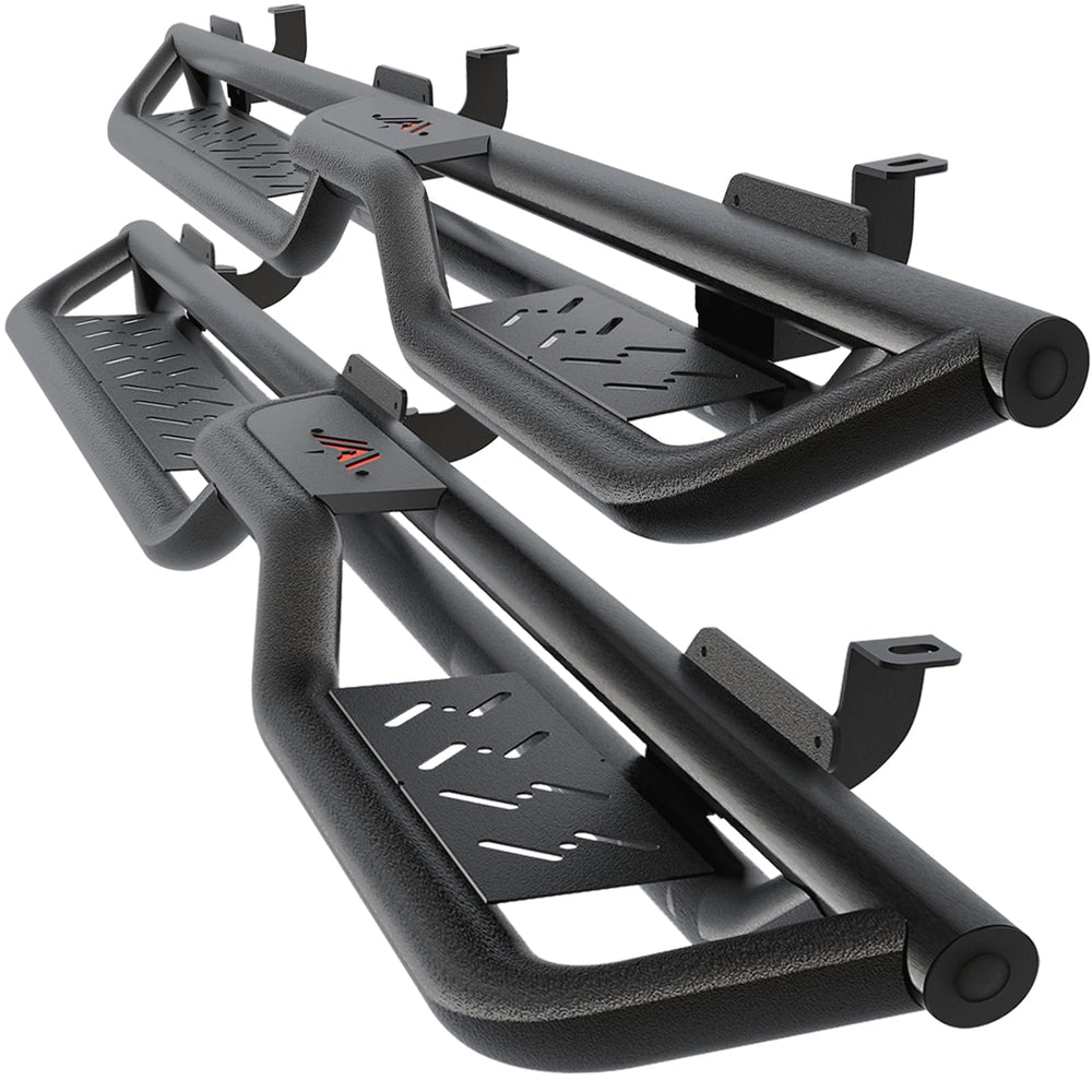 Perfit Liner running boards on a Jeep Wrangler provide rugged entry support.