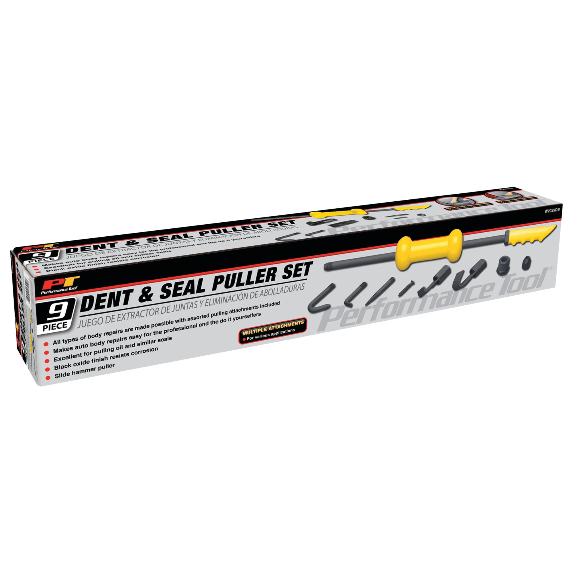 Performance Tool kit shown in use for common vehicle body repairs.