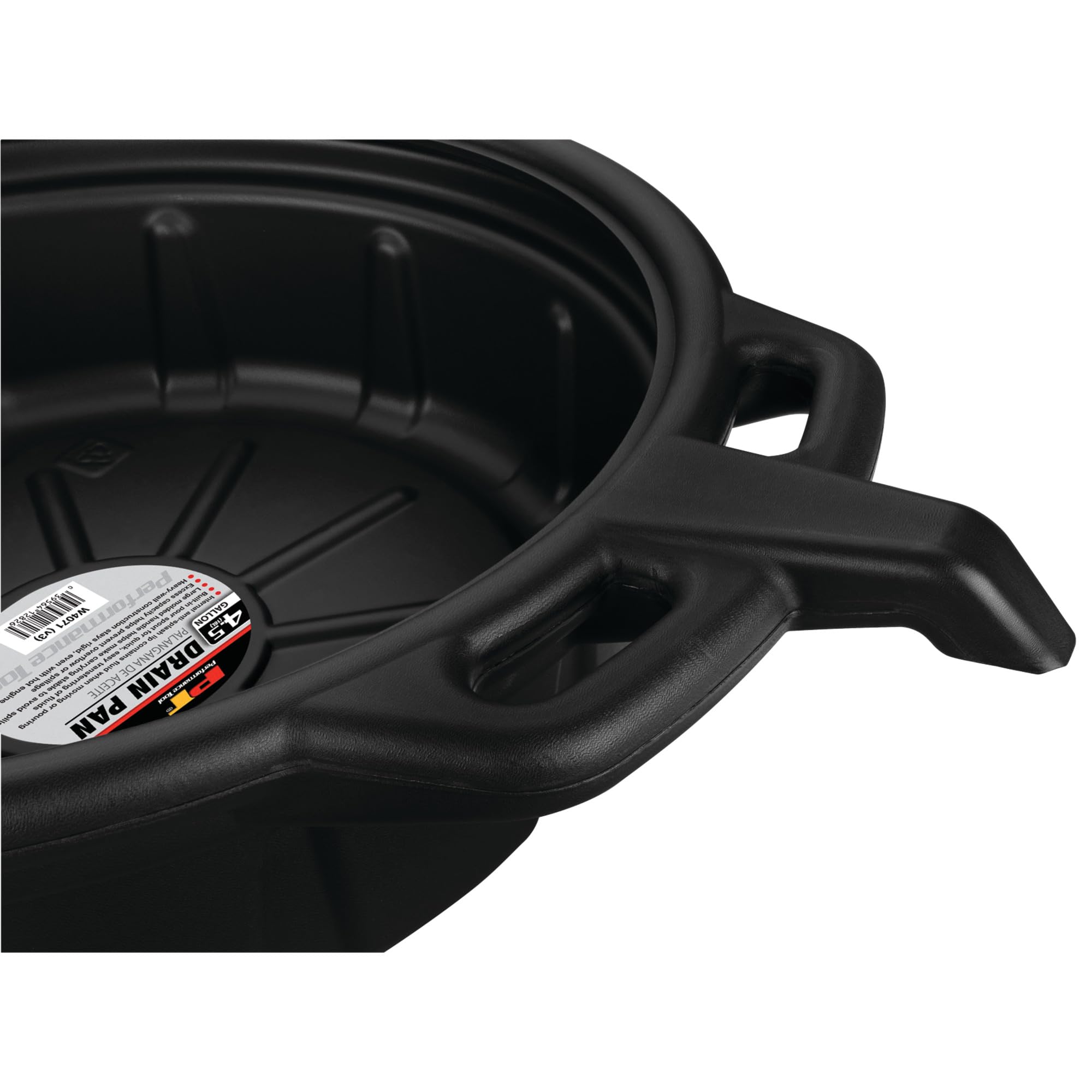 Performance Tool W4071 anti-splash lip helps contain fluid during movement and pouring.