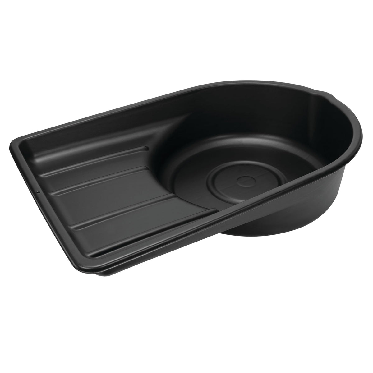 Performance Tool W4072 drain pan wide opening enables mess-free engine fluid collection.
