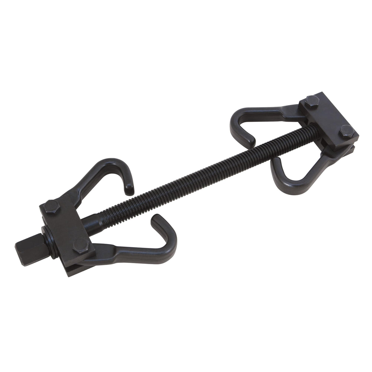 Performance Tool W80554 coil spring compressor jaw opening view for safe center compression.