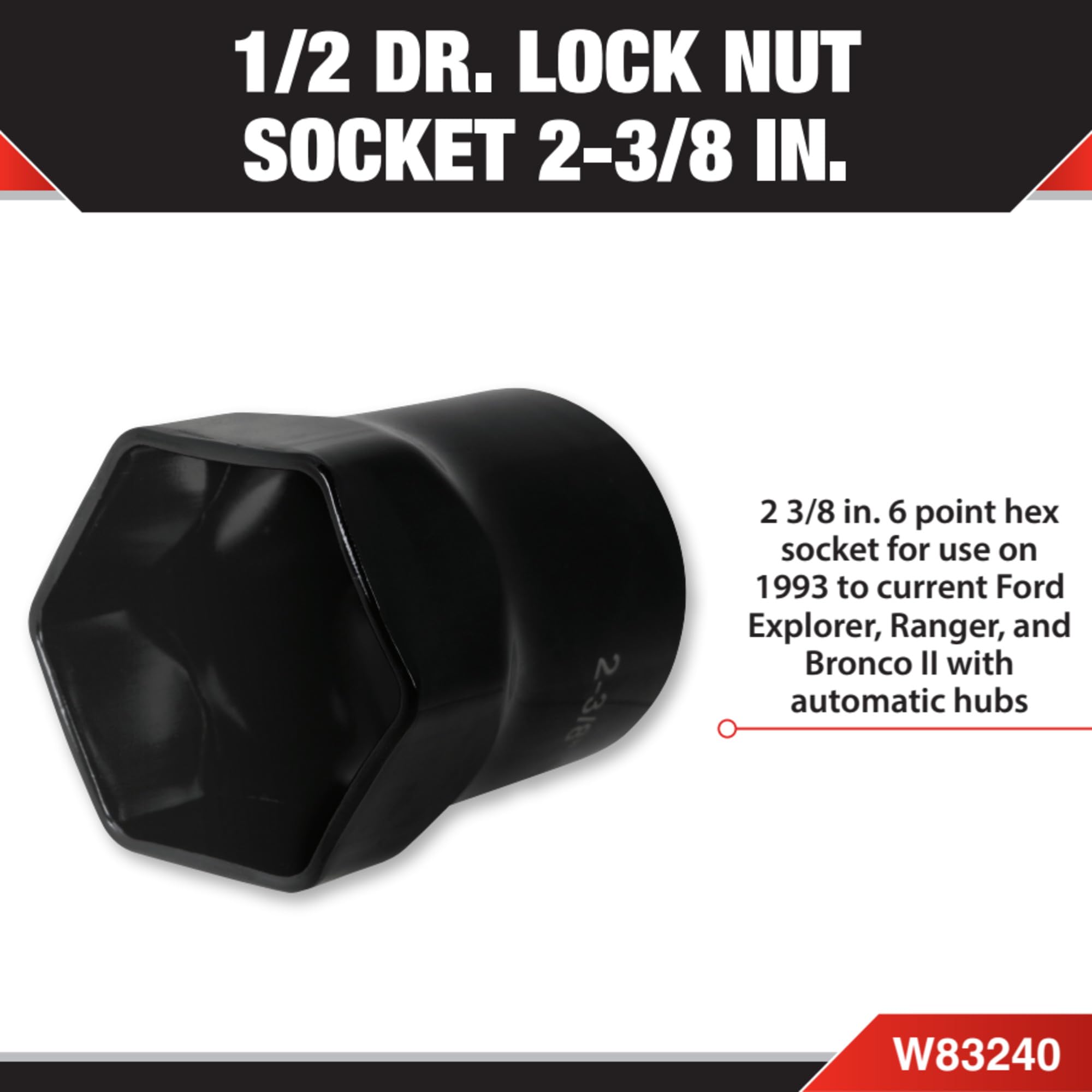 Performance Tool W83240 half-inch drive hex lock nut socket in use with a ratchet.