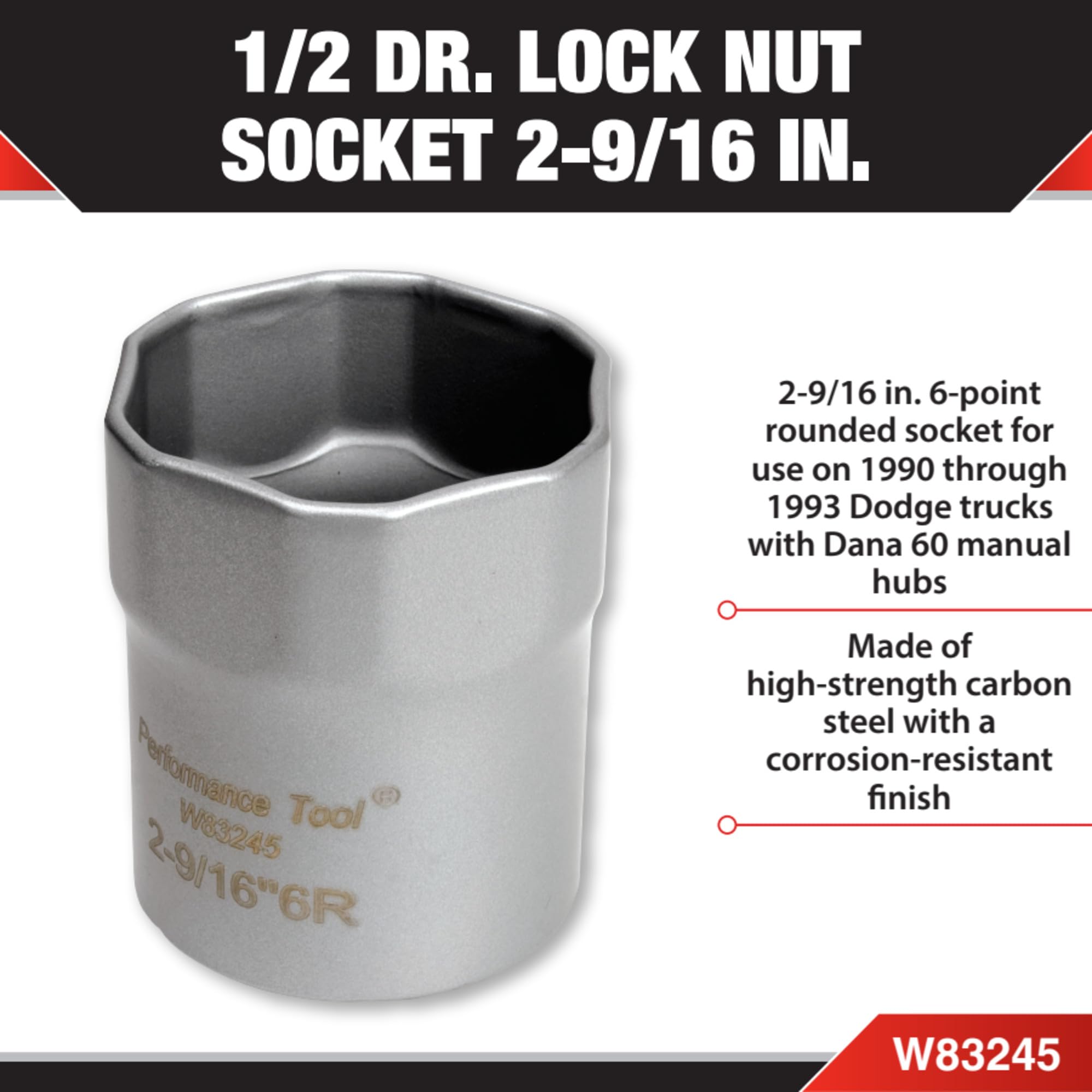 Performance Tool W83245 compatible with Dodge Dana-60 hub for quick maintenance