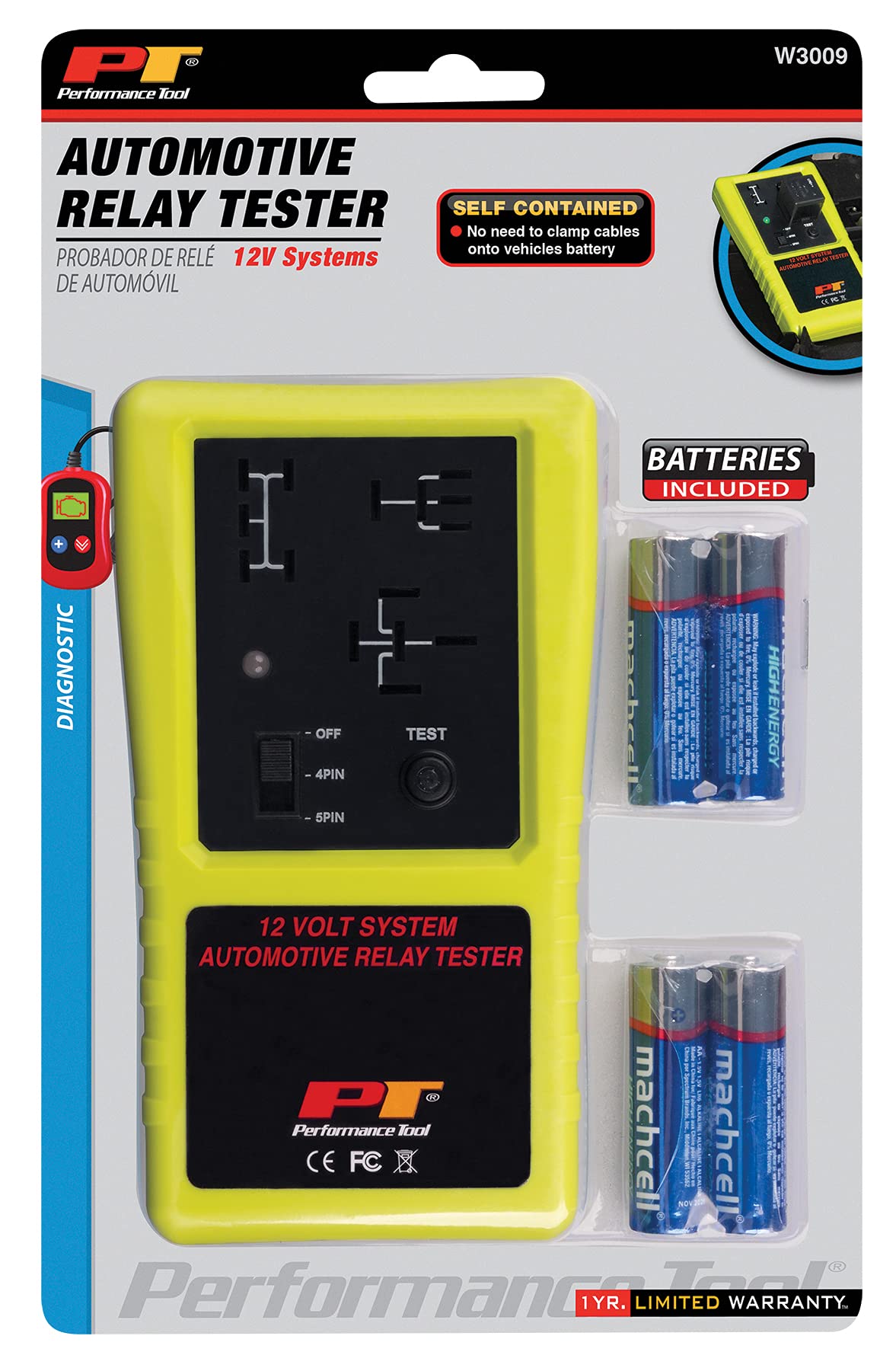Performance Tool 3009 operated with AA batteries for on-the-go testing