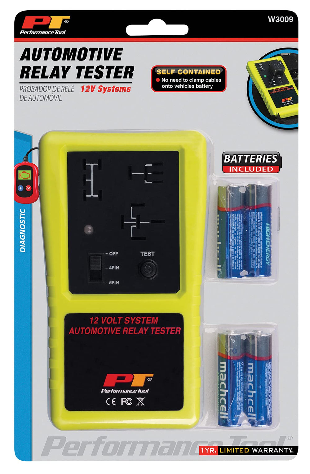 Performance Tool 3009 operated with AA batteries for on-the-go testing