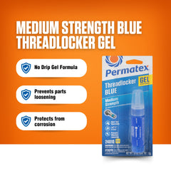 Closeup of Permatex 24010 blue gel showing smooth, drip-free consistency