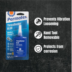 Permatex 24240 applied to bolts in the 1/4 to 3/4 inch range.