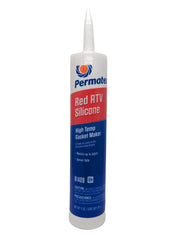 Permatex 81409 high-temp red RTV bottle for reliable gasket sealing in automotive engines.