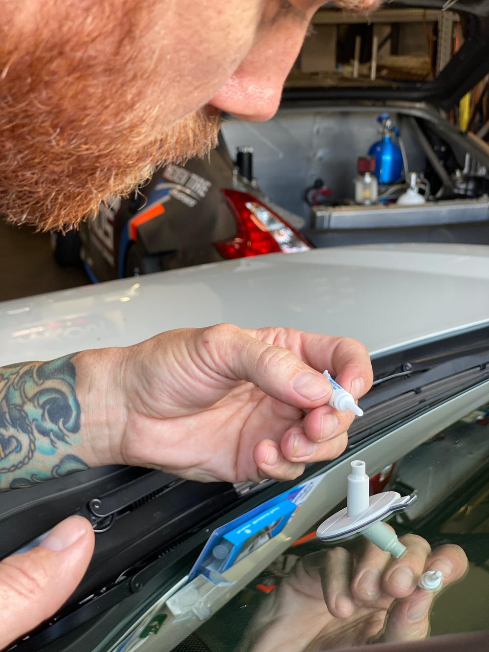 Virtually undetectable clear repair after using Permatex Bullseye.