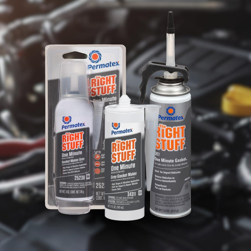 Permatex Right Stuff Grey used on valve covers, oil pans, and housings.