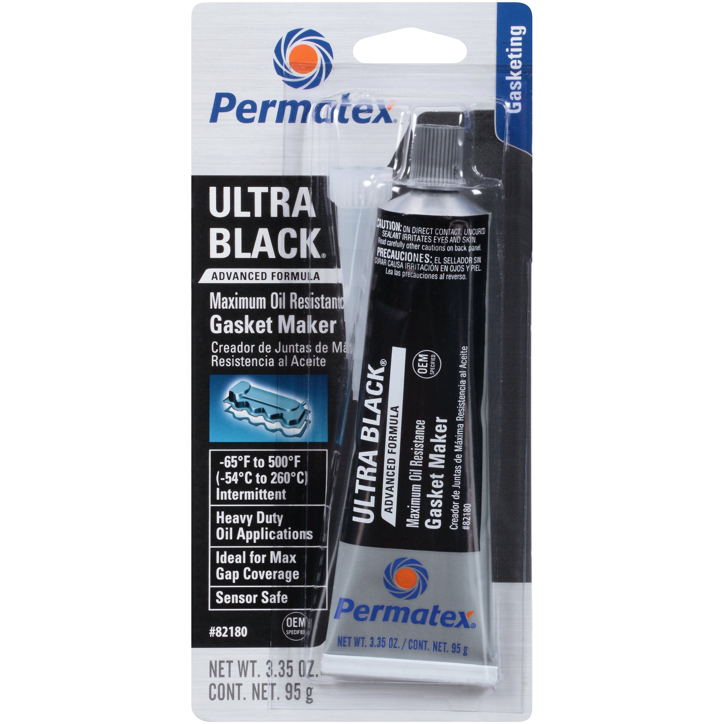 Permatex Ultra Black RTV gasket maker tube for oil-resistant engine seals.
