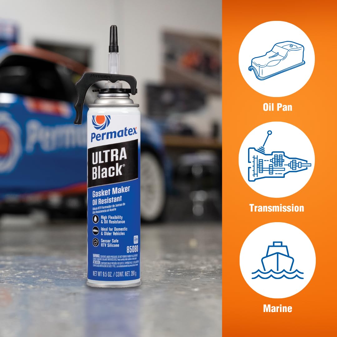 Permatex Ultra Black timing-cover seal adheres to oily surfaces during engine service