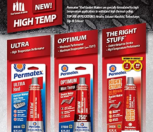 Permatex Ultra Red oil-resistant gasket seal suitable for frequent oil exposure.