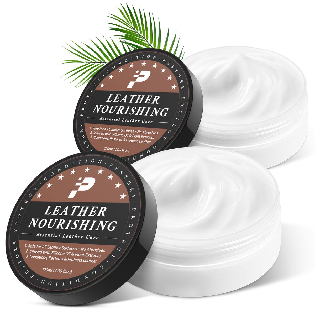 PERPOTAO leather conditioner bottles front for easy at home care