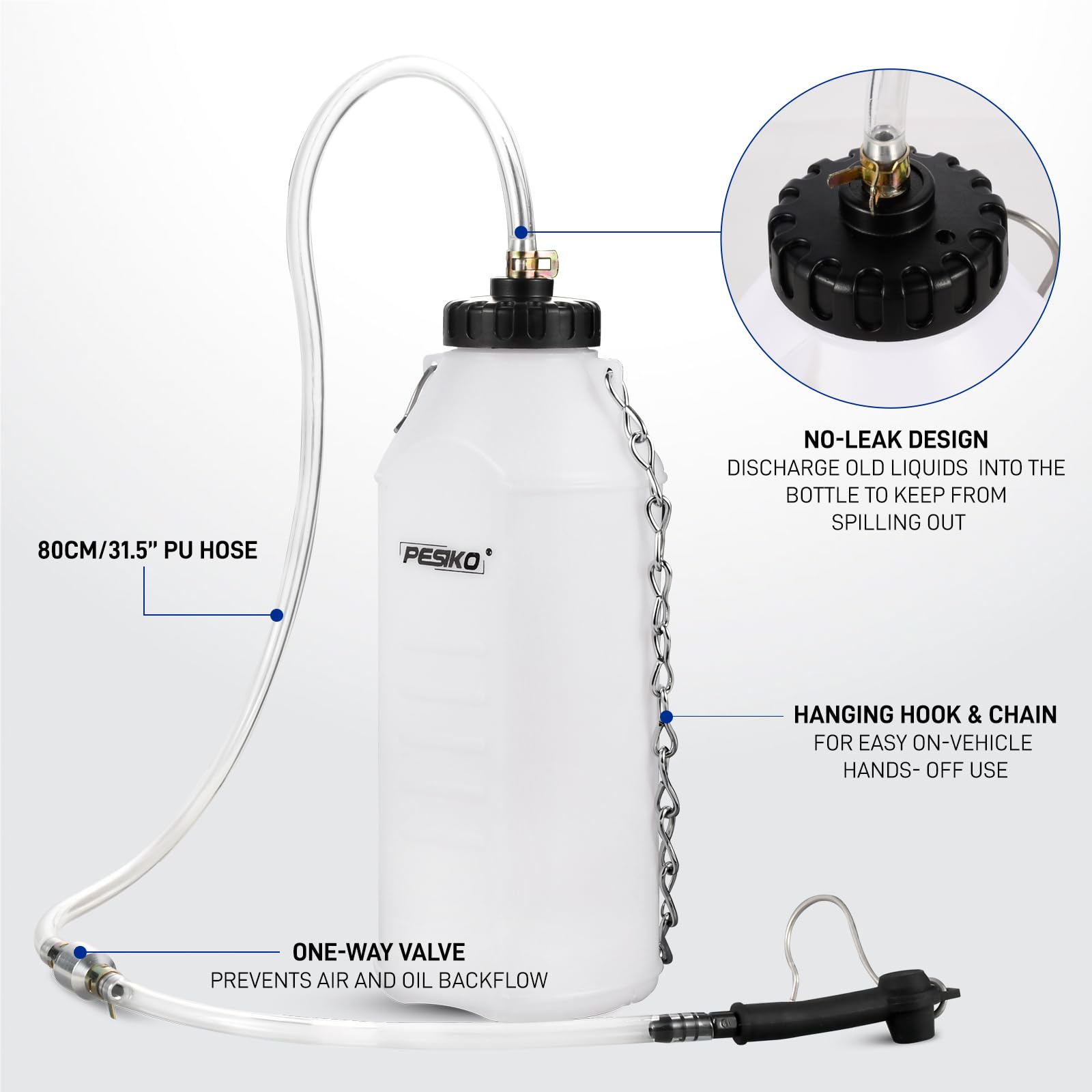 PESIKO one-way check valve ensuring no backflow during brake bleeding