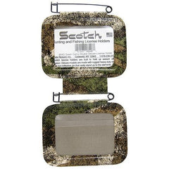 Pete Rickard license holder double camo close-up showing rugged camouflage finish for reliable outdoor use.