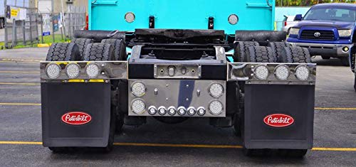 Peterbilt mud flaps pair, USA-made, long-lasting rubber for semi trucks.