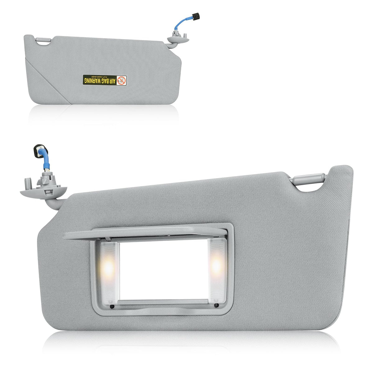PetMigo left driver side sun visor with vanity light enhances glare protection during drives.