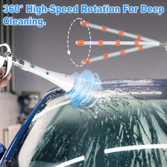 Phepetroll 360-degree rotation hose extends reach for faster interior cleaning.
