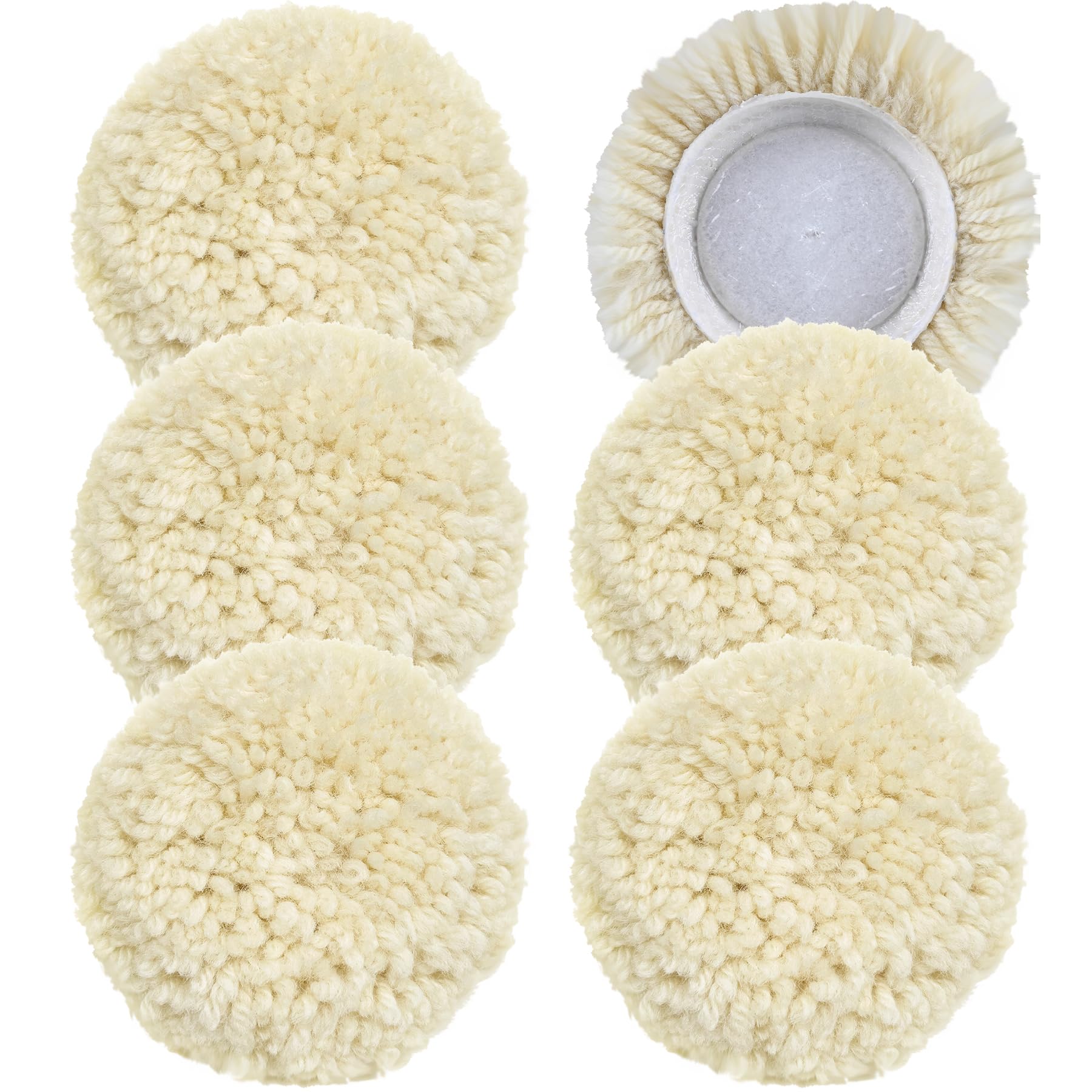 Phepetroll 6pcs wool buffing pad 3in natural wool for durable, reusable polishing.