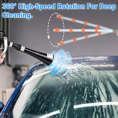 Phepetroll air blow gun with 360 degree hose extends cleaning area