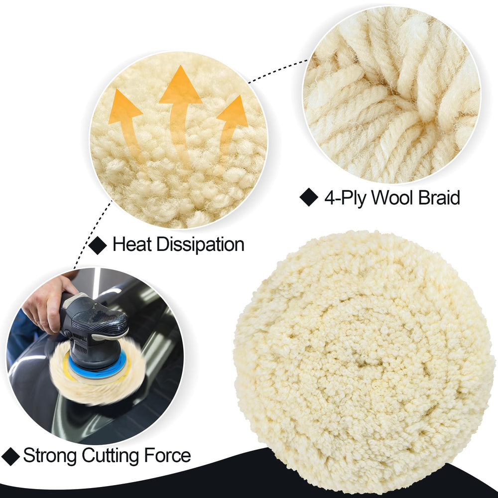 Phepetroll natural wool pad tackles deep scratches on automotive finishes.