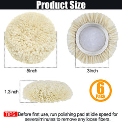 Phepetroll wool buffing pad 3in with hook-and-loop backing for quick attachment.
