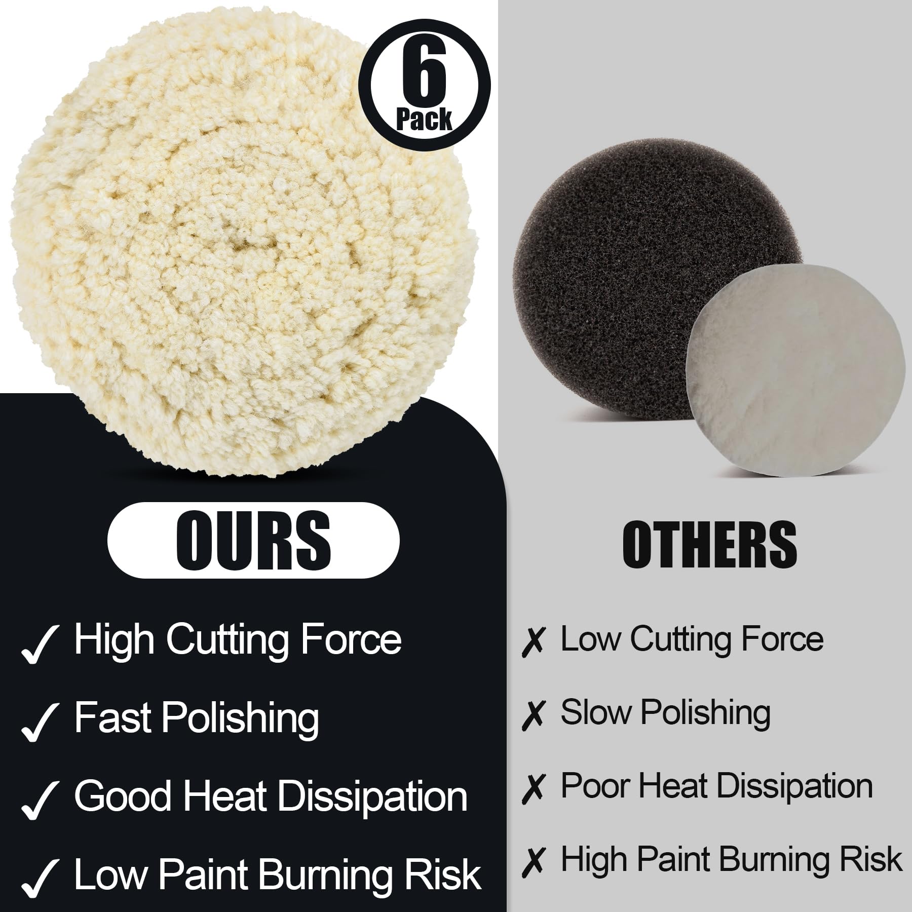 phepetroll natural wool pad provides superior heat dissipation during high-speed polishing