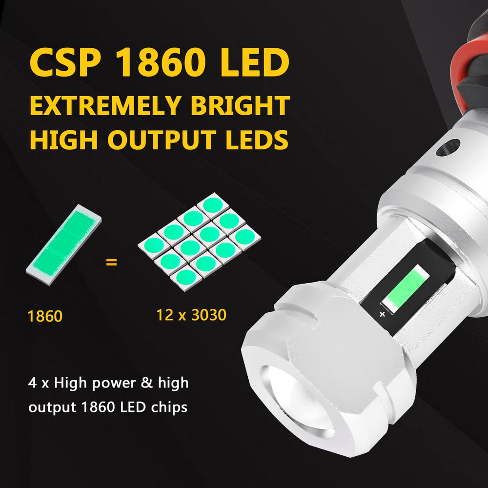 PHINLION H8 H11 blue LED fog bulbs side angle highlighting compact fit