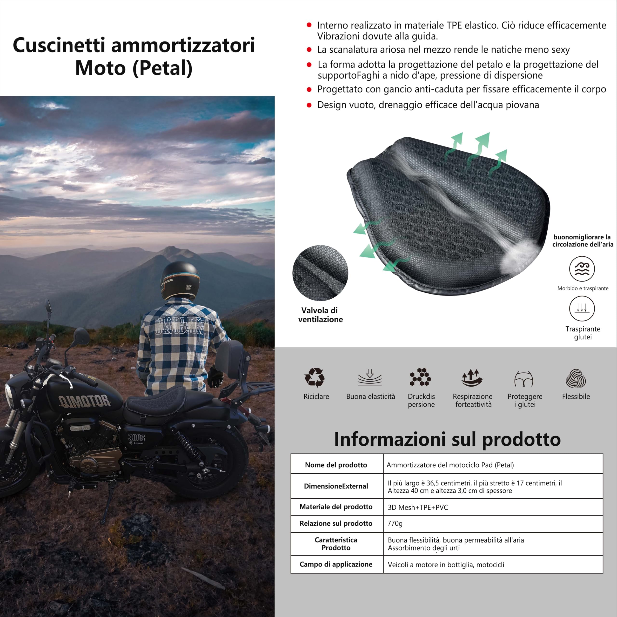 PhyiFlbey seat cushion gel pad stitching detail for durable fit