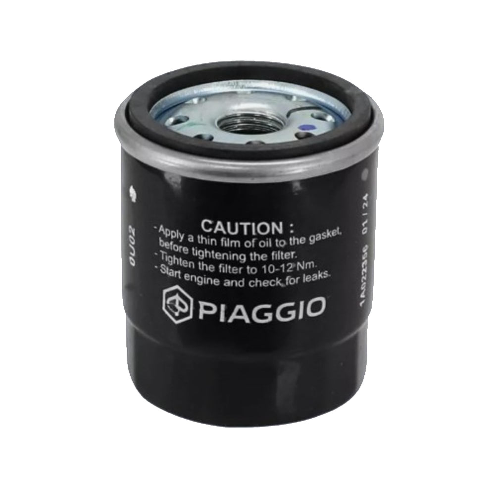 Piaggio Vespa 82635R oil filter, front view, supports clean oil flow