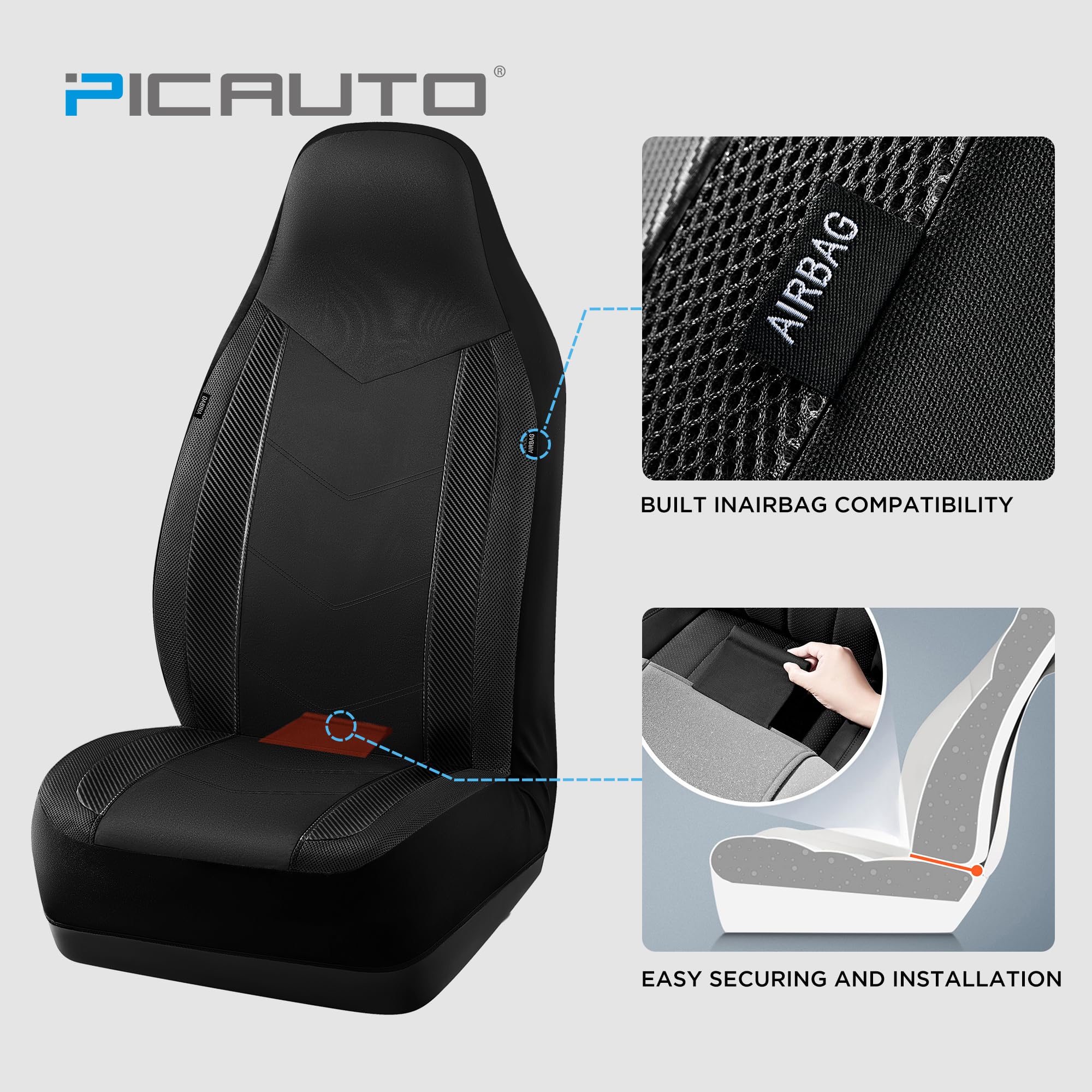 PIC AUTO seat cover is airbag compatible for safe side deployment