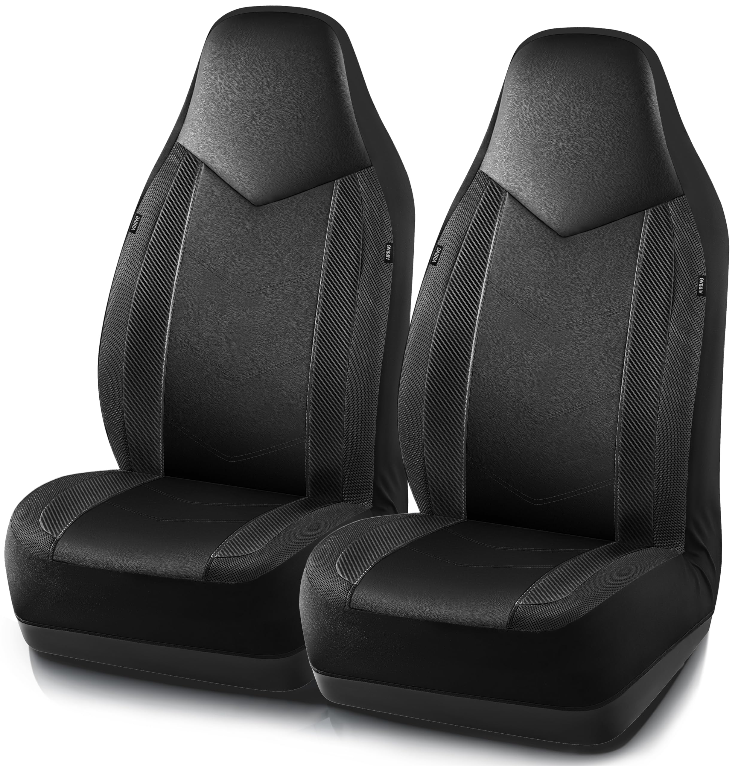 PIC AUTO leather seat cover on the front left seat with carbon fiber accents for style and protection.