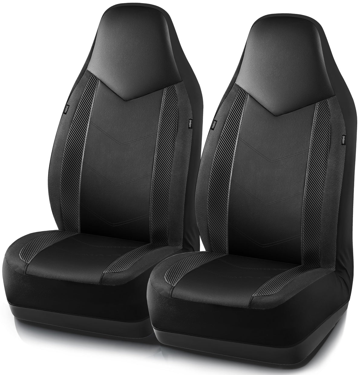 PIC AUTO leather seat cover on the front left seat with carbon fiber accents for style and protection.