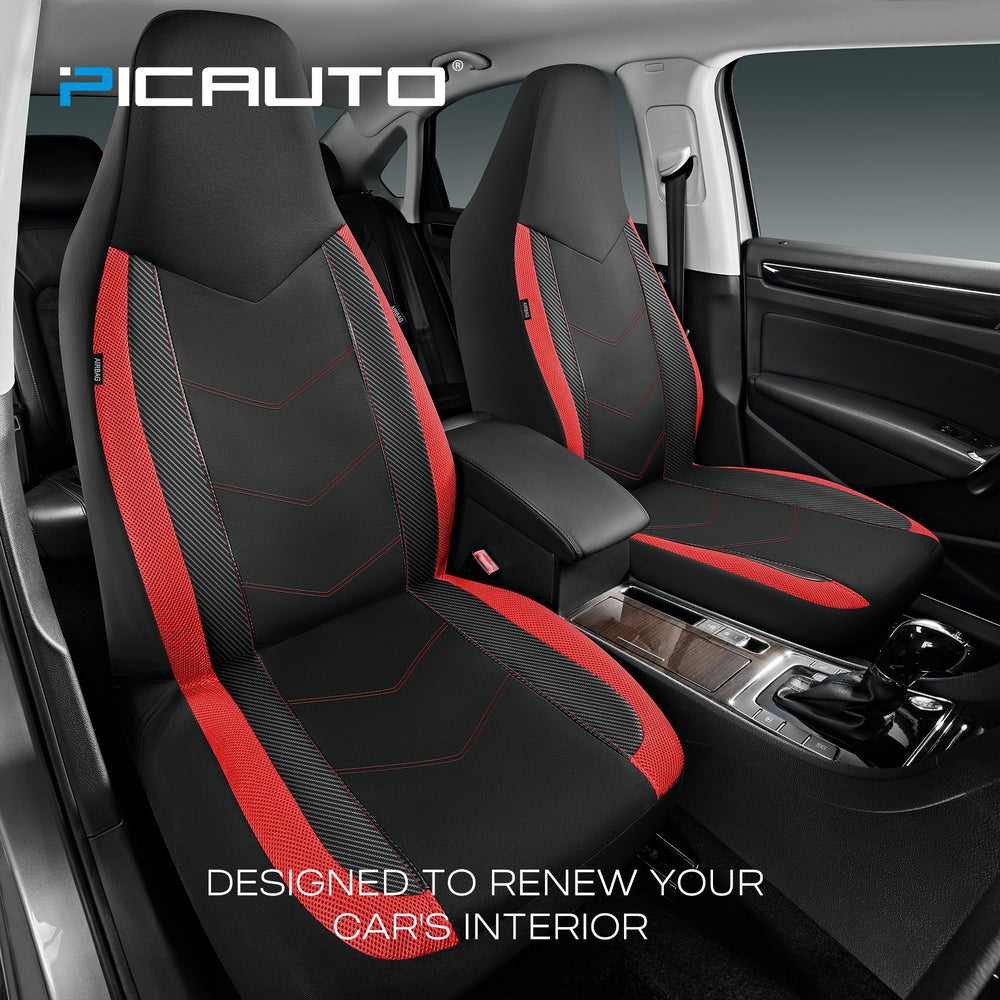 PIC AUTO carbon fiber mesh design seat cover enhances airflow and interior flair.