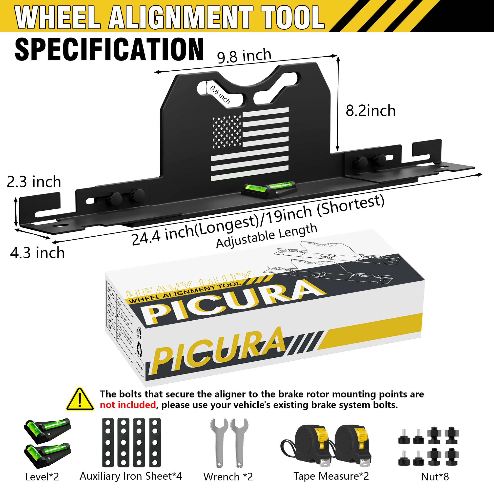 PICURA toe alignment plates in use without removing brake calipers for faster setup