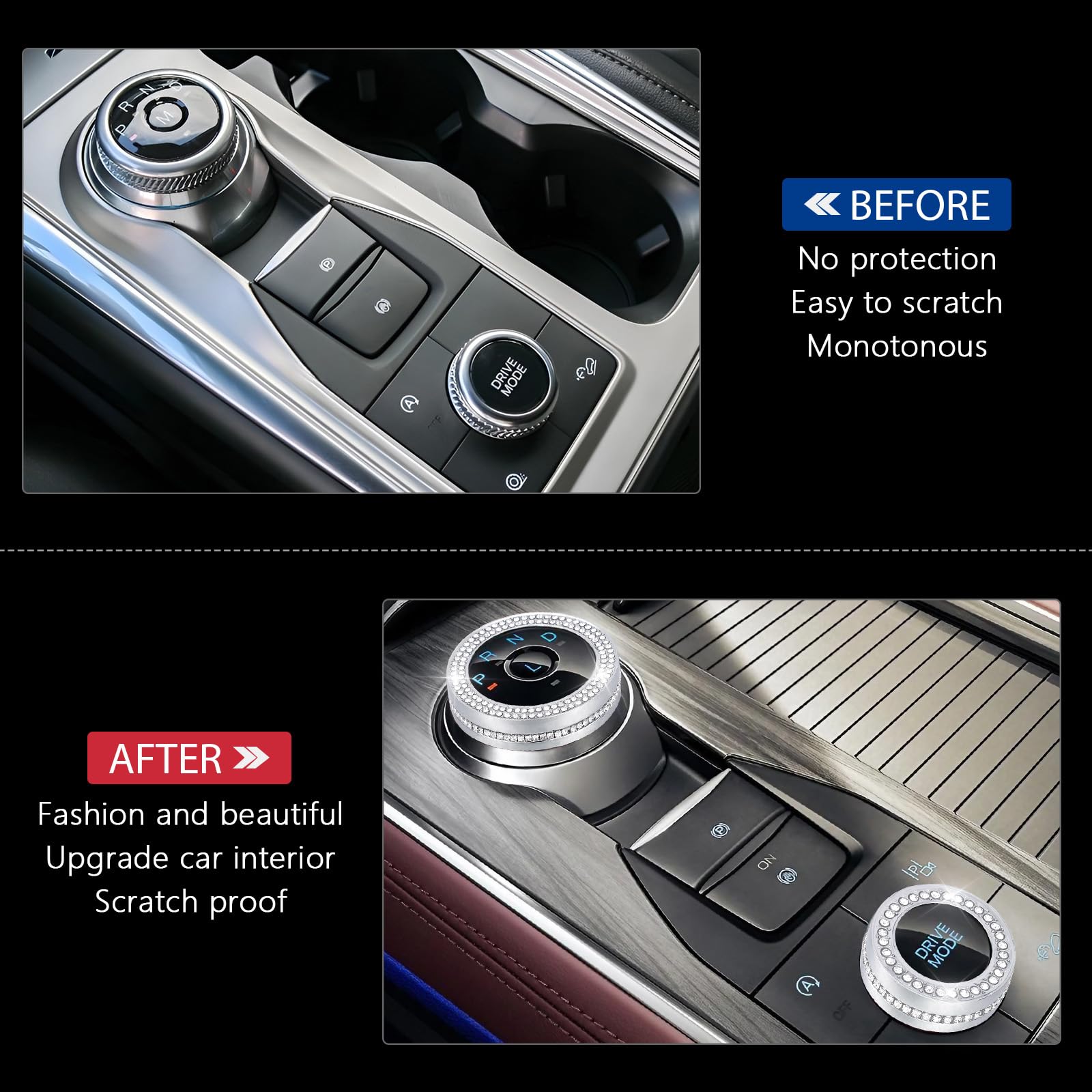 PIFOOG drive mode knob crystal cover boosts style while protecting trim from wear.