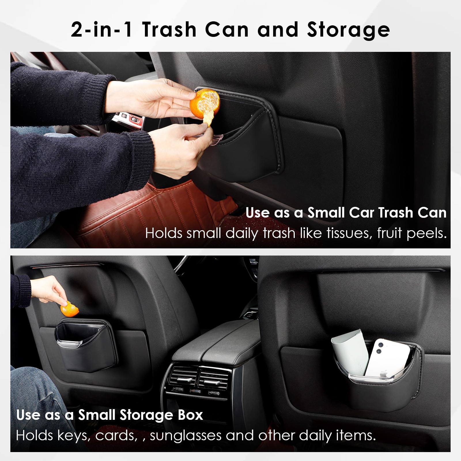 Quiet operation of the PIFOOG leather trash can while driving
