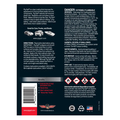 Pig Spit Original application swatch highlights restoration of dull vinyl and black trim.