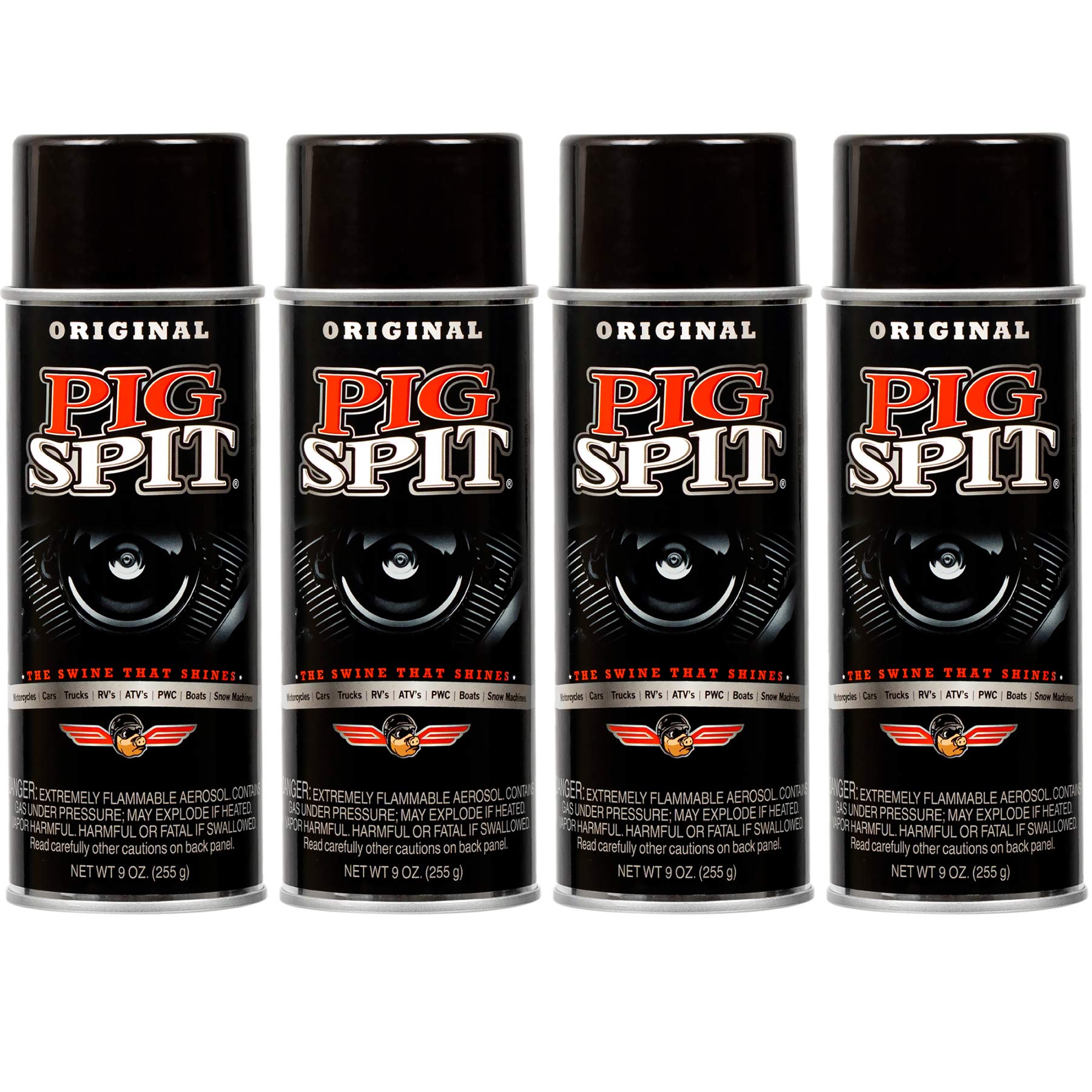 Pig Spit Original bottle pour demonstrates quick application for vinyl and trim shine.