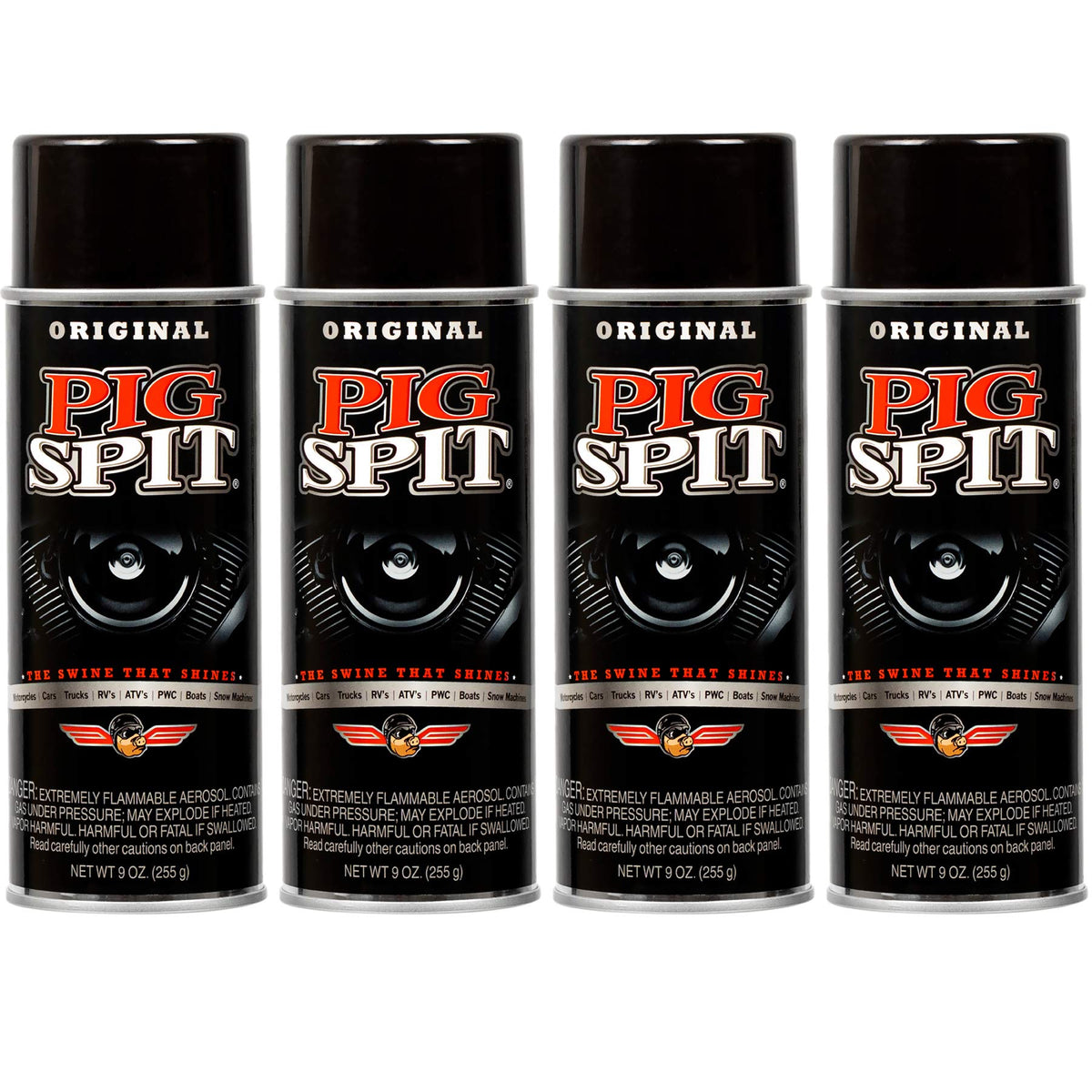Pig Spit Original bottle pour demonstrates quick application for vinyl and trim shine.