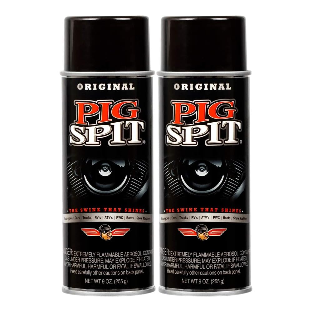 PIG SPIT Original bottle spray showing easy spray-on application for fast surface care