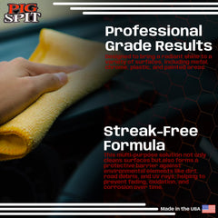 Pig Spit Original protective shine on tires boosts color and protection.