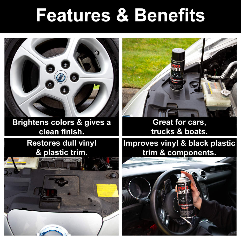 Pig Spit Original trim restoration shows vibrant color and clean finish on plastics.