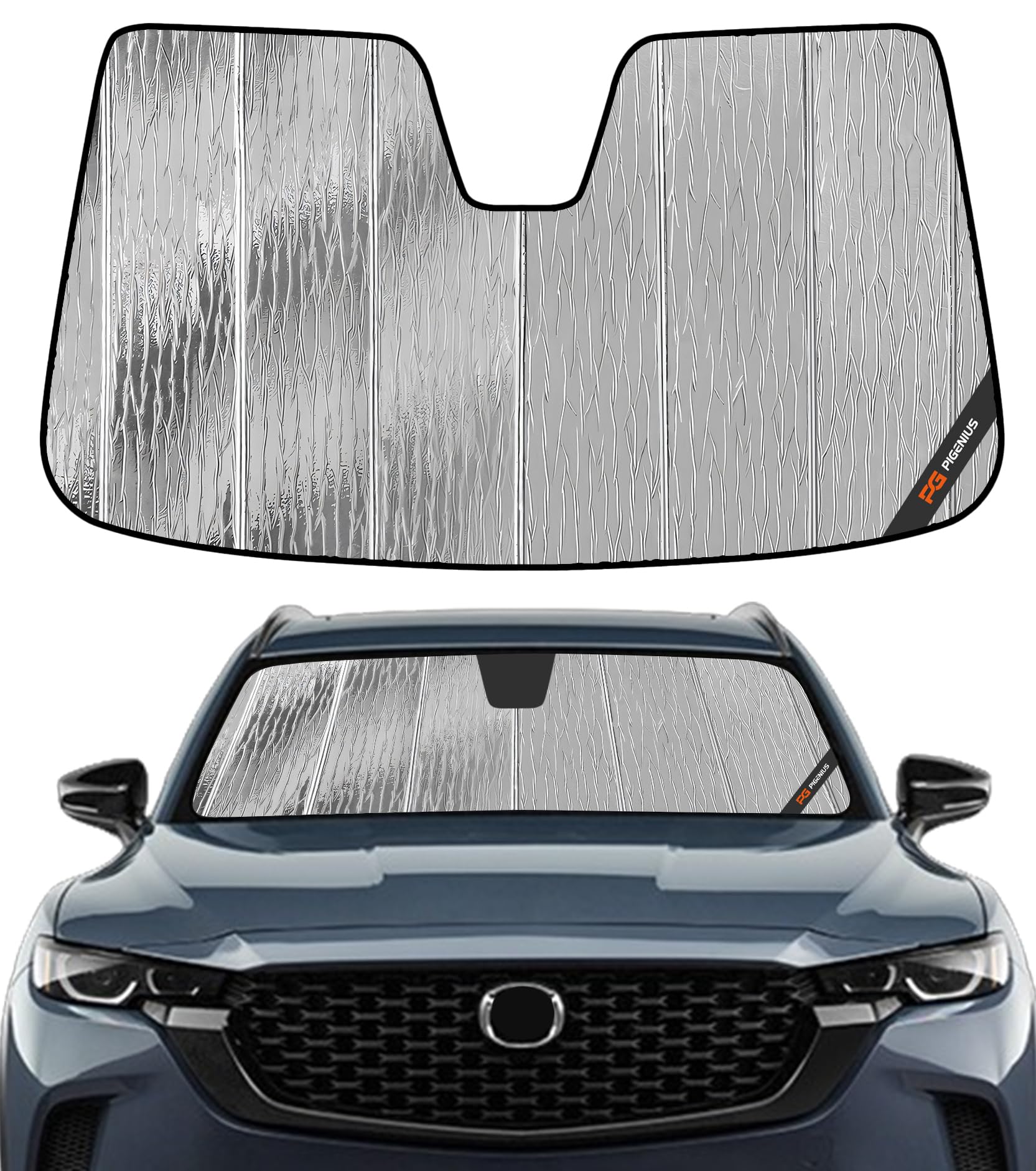 Pigenius AstraGuard front window sunshade blocks sun glare and heat for Mazda CX-50.